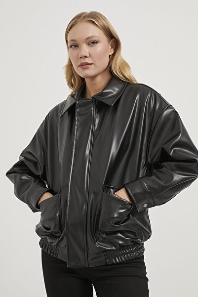 Arma Life Armalife 510 Faux Leather Pocket Detailed Bomber Women's Jacket