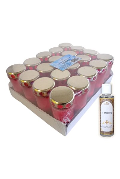 KingAroma Set 20 buc Candele cu capac, Tip 1-130 rosu, 25ore si Ulei parfumat pt candela Athos 50 ml