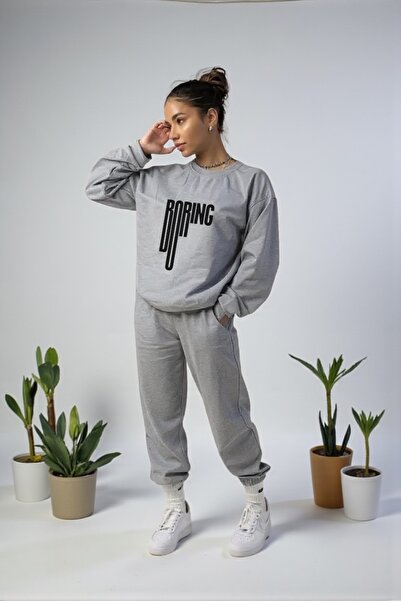 Wish BF oversized Boring με τύπωμα με κουκούλα Σετ φόρμας χειμερινό Βαμβάκι τ...