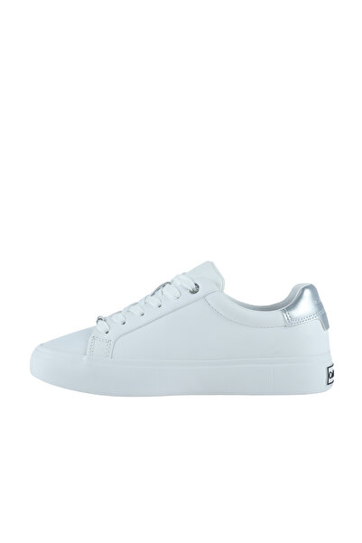 Calvin Klein Kadın Gümüş Rengi Detaylı Bağcıklı Sneaker - Beyaz