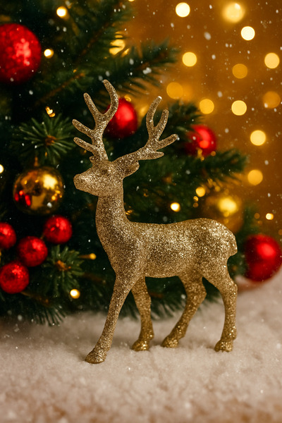 Derin Düşler Christmas Ornament Decor Rose Gold Deer 15 cm Table Decor