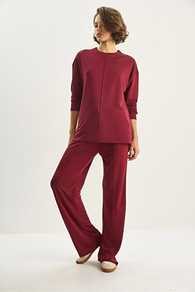 Bianco Lucci Women's Crew Neck Long Sleeve Top Ribbed Elastic Waist Loose Pants Modal Set 9401 60283624