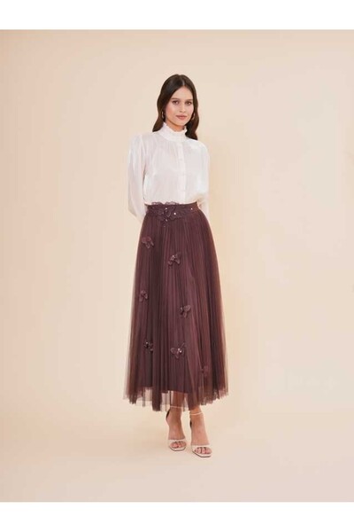 SERPİL Kelebek Aksesuarlı Tül Pileli Etek 50452
