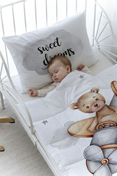 Tuğba Kuğu Organic Printed Montessori Quilt Set - Pure Baby Series - Flying Bear