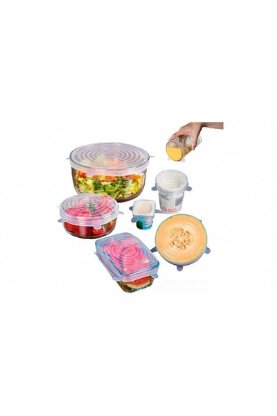 OEM Set 6 Flexible Silicone Lids for Pots and Containers, 7, 10, 12, 15, 17, 20 cm