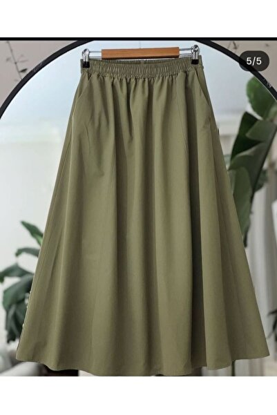 ALYAM BUTİK Poplin Standard Size Long Skirt with Pockets