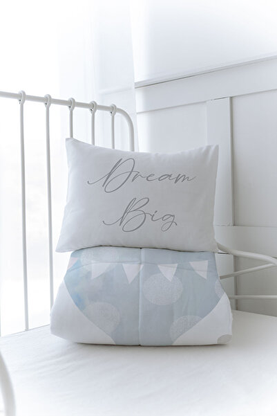 Tuğba Kuğu Organik Baskılı Bebek (100x150) Yorgan Seti - Pure Baby Serisi - Bulutlu Mavi Hava Balonu