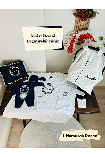 KARSU TASARIM Nakışlı İsimli Hastane Çıkış Seti, Takı Yastığı ve Puset Örtüsü...