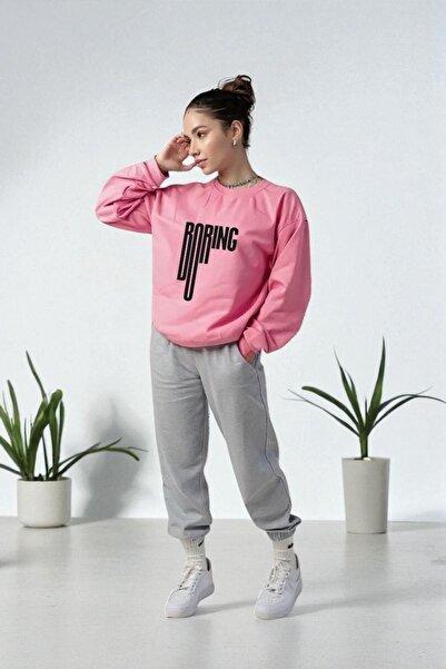 Wish BF oversized Boring με τύπωμα με κουκούλα Σετ φόρμας χειμερινό Βαμβάκι τ...