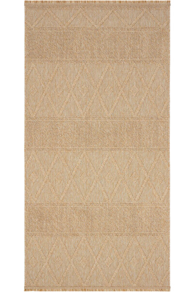 Cool Halı Hasır Bej Mutfak Halısı İskandinav Kabartmalı İnce Kolay Temizleneb...