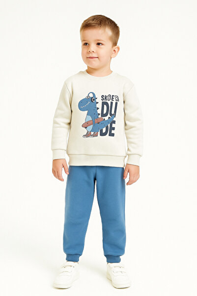 mb kids Set de trening pentru băieți cu imprimeu de dinozauri, cu fleece în i...