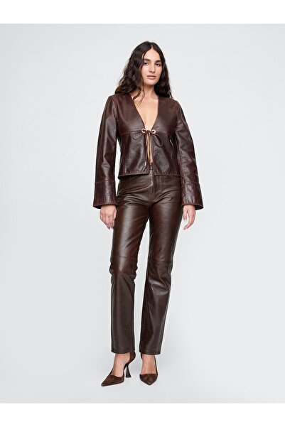 GAP Kadın Kahverengi × Cult Gaia Deri Pantolon