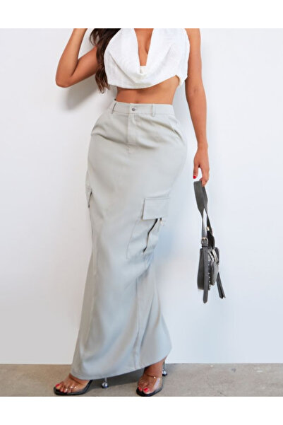 Pretty Little Thing PRETTYLITTLETHING maxi skirt, grey