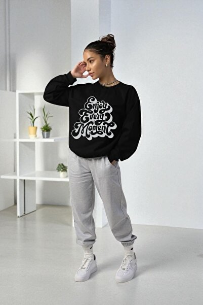 Wish BF oversized Απολαύστε κάθε στιγμή με τύπωμα με κουκούλα Σετ φόρμας χειμ...