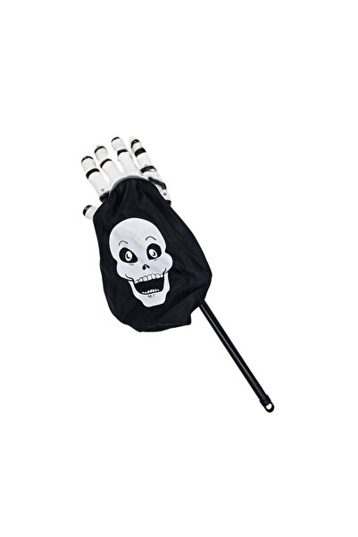 Eurowrap Торбичка за лакомства за Хелоуин с дръжка, бял мотив на ръка и череп