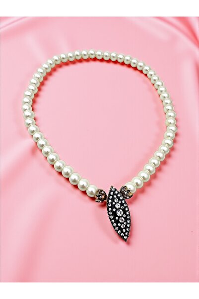 FUYA JEWELLERY Elmas Montür Mekik İnci Kolye
