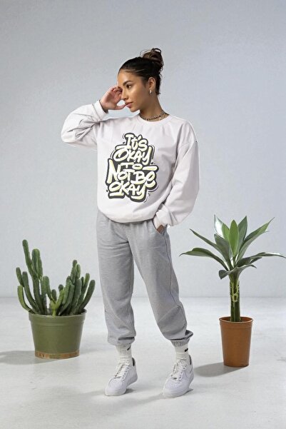 Wish BF oversized Okay με τύπωμα με κουκούλα Σετ φόρμας χειμερινό Βαμβάκι τεμ...