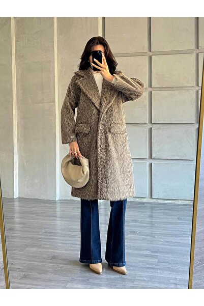 Coral Şal Yaka Kısa Kürk Kaban 70036 Vizon