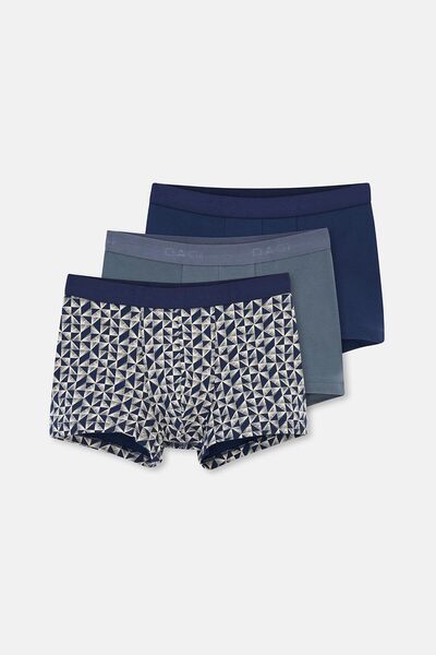 Eros Μπόξερ από βαμβακερό σχέδιο 3 τεμαχίων σε μπλε ναυτικό