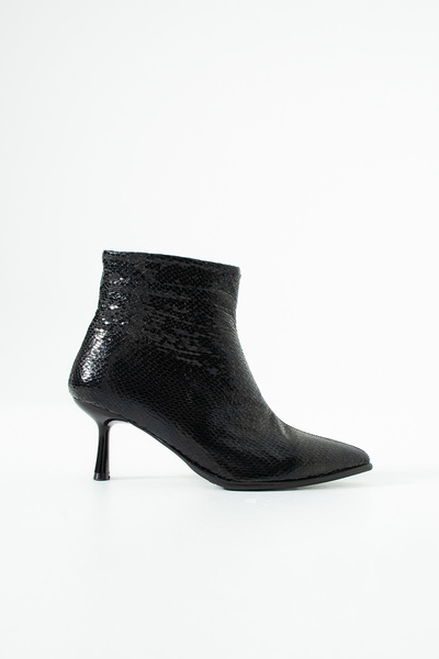 Gökçe Shoes Zariel Siyah Simli Kadın Topuklu Bot