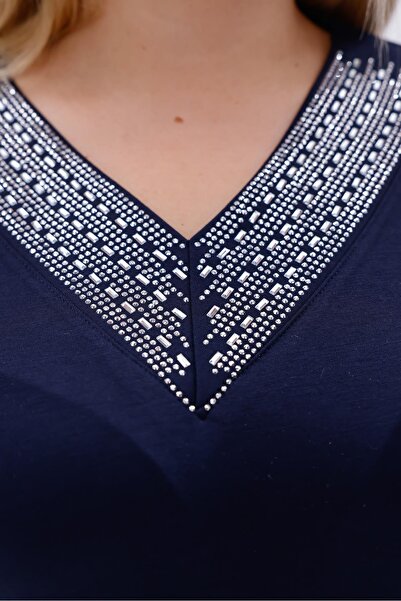 Siyezen Plus Size V-Neck Stone Modal Set