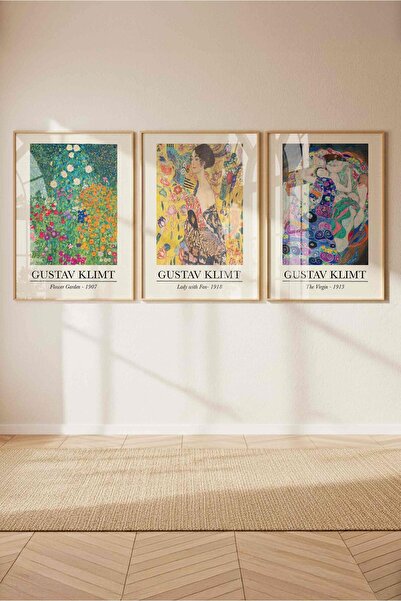Buka Shops Gustav Klimt Sanat Koleksiyonu: 3'lü Küratörlü Tablo Seti Çerçeveli Renk Seçenekli