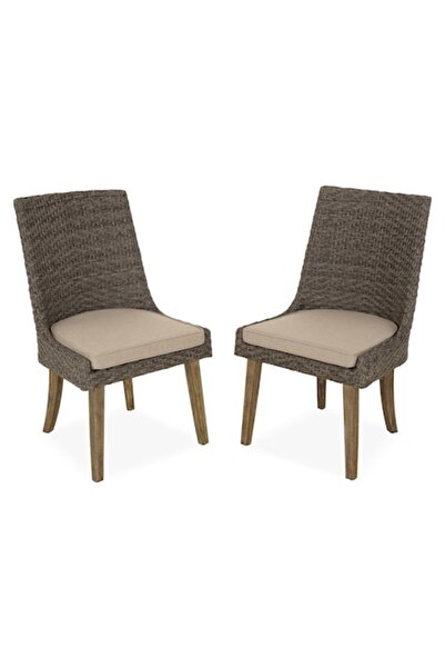 Maison Mex Set 2 scaune dining gradina/terasa, YANET, L.58 l.61 H.91 cm, maro...