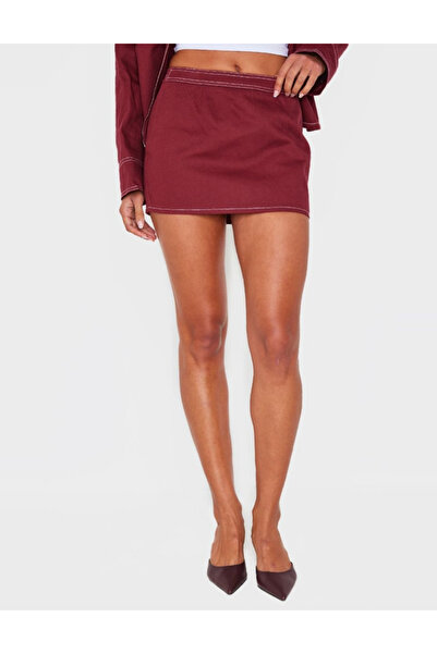 Pretty Little Thing Fustă midi PRETTYLITTLETHING, vișiniu