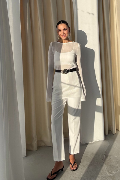 Seda Yalçın Atelier Біла прозора іспанська туніка з рукавами