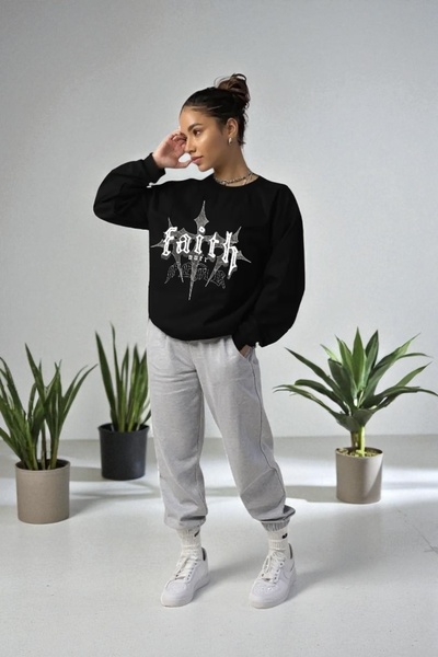 Wish BF oversized Faith με τύπωμα με κουκούλα Σετ φόρμας χειμερινό Βαμβάκι τε...