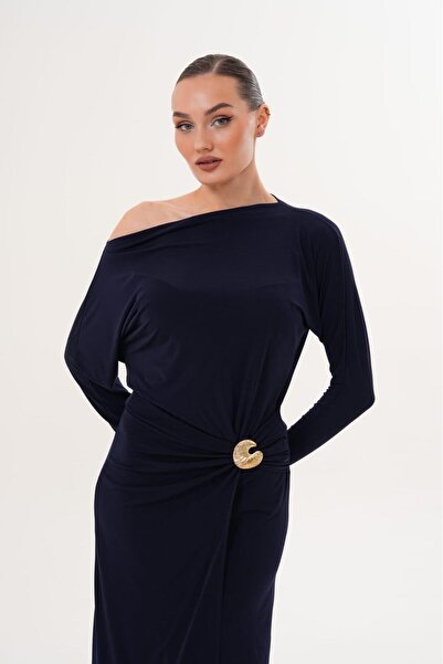 MILANOFOX Золота асиметрична сукня з розрізом на плечі | Вечірня, коктейльна, випускна, вечірня