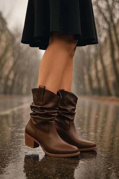 MODAONN Cizme și ghete de damă cu toc gros din piele/suede