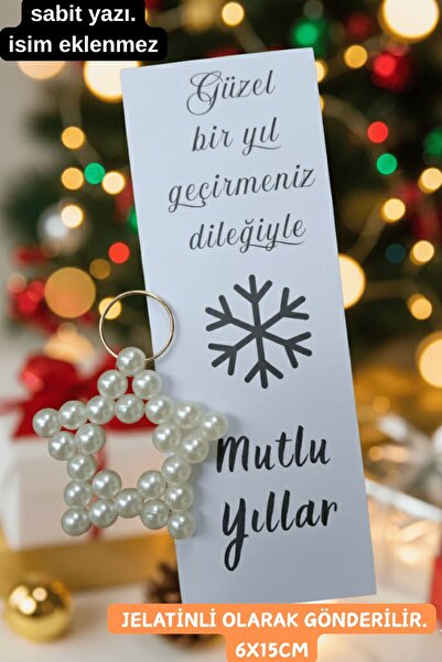 Emtory Mutlu Yıllar Ayraç ve İnci Yıldız Anahtarlık - Yılbaşı Hediyesi - Yeniyıl Hediyesi - 1 Adet