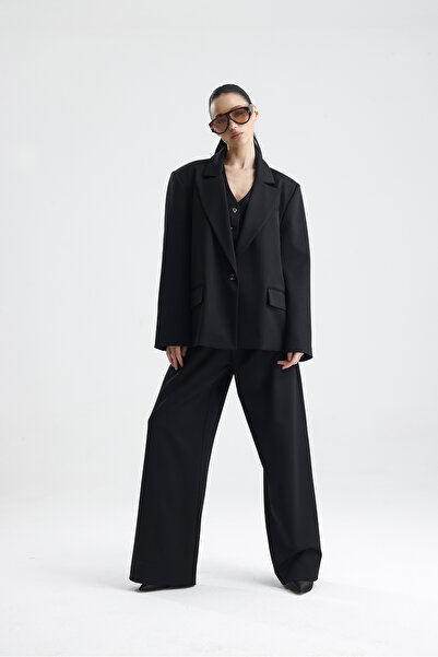 GACA COLLECTION SPELLO Poliviskon Kumaş Kadın 0versize Vatkalı Şık Ceket