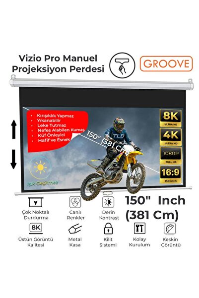 Groove Vizio Pro 150¨ Inch 332x188cm Blackout Işık Geçirmez Profesyonel Proje...