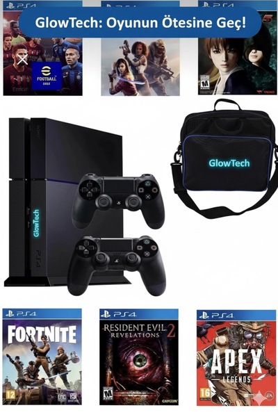 GLW GlowTech PS4 500GB - 2 Kol + Çanta + 10 Oyun