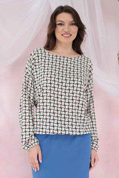 Trend Land Μπεζ μπλούζα με γεωμετρικό με τύπωμα