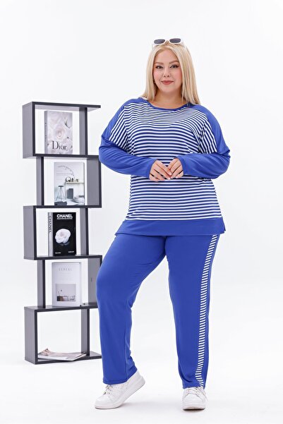 Siyezen Plus Size Striped Cotton Lycra Suit