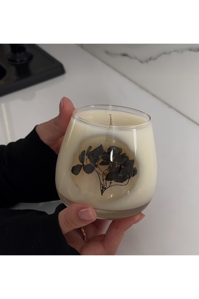 GenelTedarik Kuru Çiçekli Bardak Mum