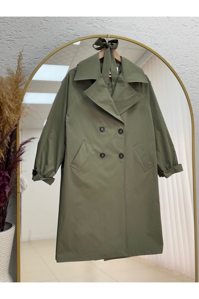 BENAHOLL Trench Camique cu buzunare duble cu elastic la capătul mânerelor și ...