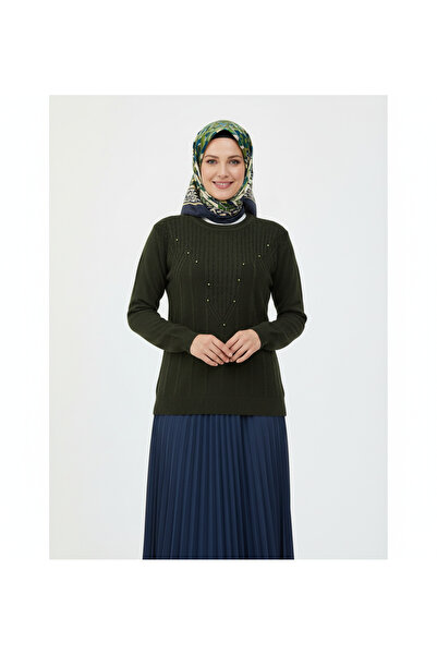 Oppland Women's Winter Knitwear Sweater Crew Neck Beaded Comfortable Full Fit