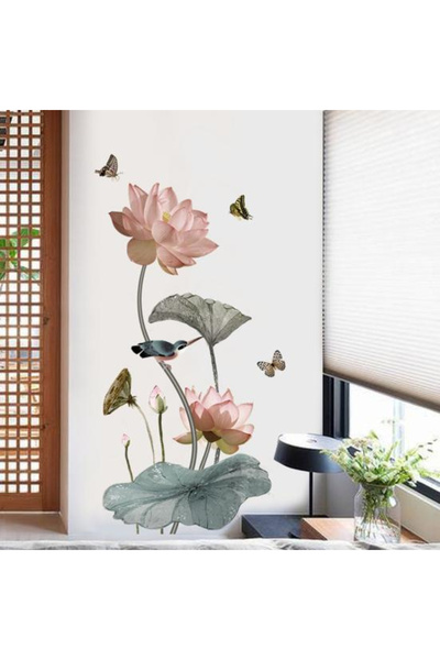 MaffStuff Sticker decorativ perete flori de lotus și fluturi MaffStuff® 🌸🦋 ...