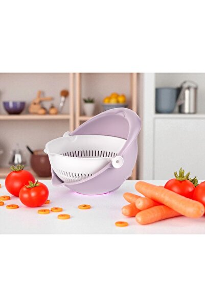 Online Home Market مصفاة دوارة مع وعاء مائي، مصفاة كبيرة للمعكرونة والخضروات