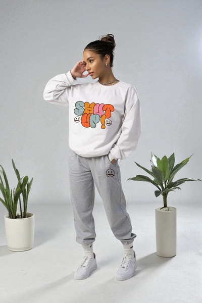 Wish BF oversized Shut Up με τύπωμα με κουκούλα Σετ φόρμας χειμερινό Βαμβάκι ...