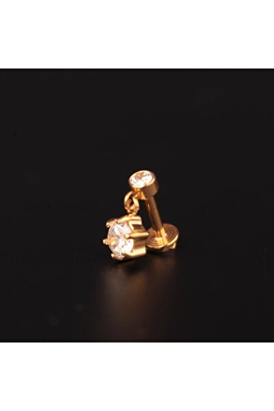 Rupen Kraft 316 L Cerrahi Çelik Sallantılı Tek Taş Kıkırdak Helix Dudak Tragu...