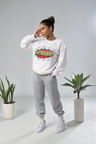 Wish BF supradimensionat Introvert cu imprimeu cu glugă Set de trening de iar...
