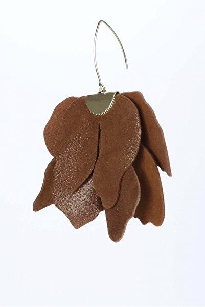 HAIArt Handmade leather floral earrings - Brown pearl