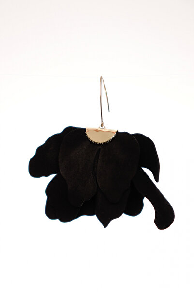 HAIArt Handmade leather floral earrings - Black