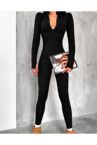 JANES Women's Long Sleeve V-Neck Camisole Jumpsuit with Thumb-Proof Detail