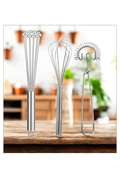 Trend Home Life Paslanmaz Çırpma Teli 3’lü Set. Yumurta Çırpıcı Köpürtücü Çırpma Teli